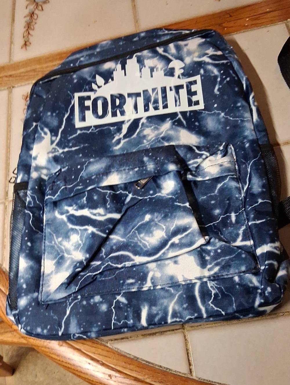 It's A Fortnight Backpack. Men's Navy Lightning Print Backpack
